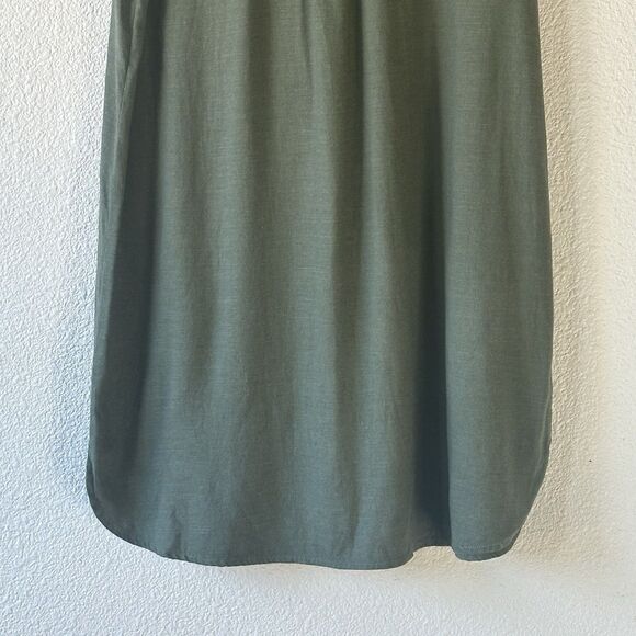 Lulu’s Linen Blend Dress Women’s Size L Olive Green Shirt Style Short Sleeves - Picture 12 of 12